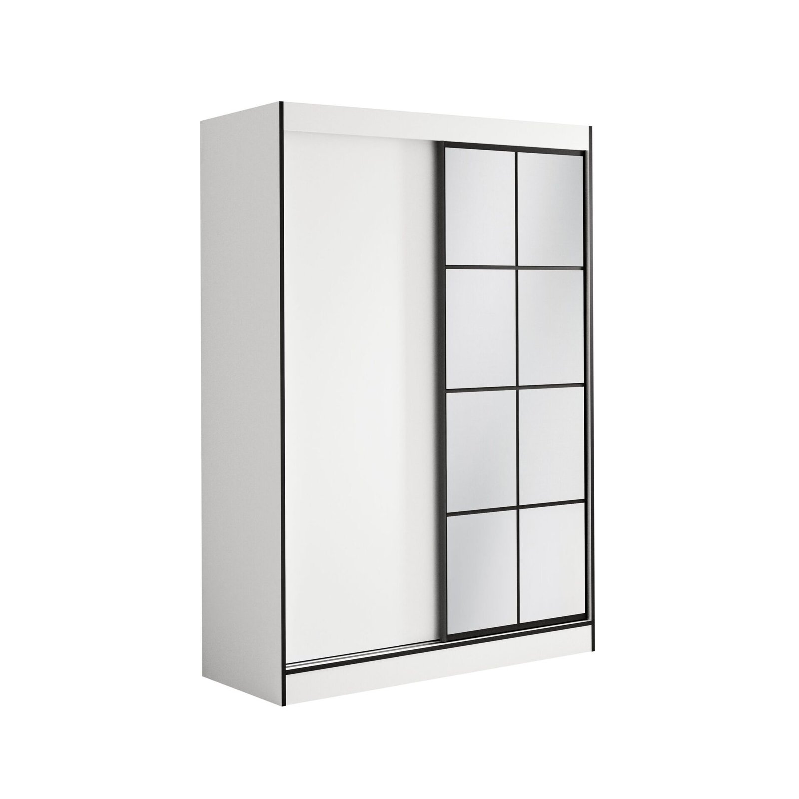 OSGAR 150 Sliding wardrobe with mirrors, white/black, ADRK