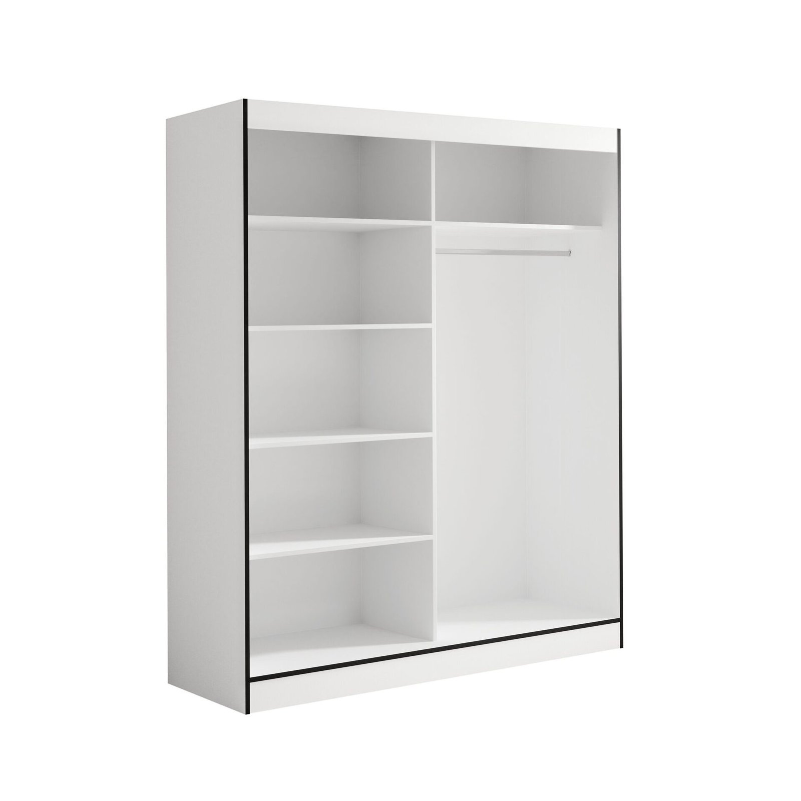 OSGAR 180 Sliding wardrobe with mirrors, white/black, ADRK - Image 4