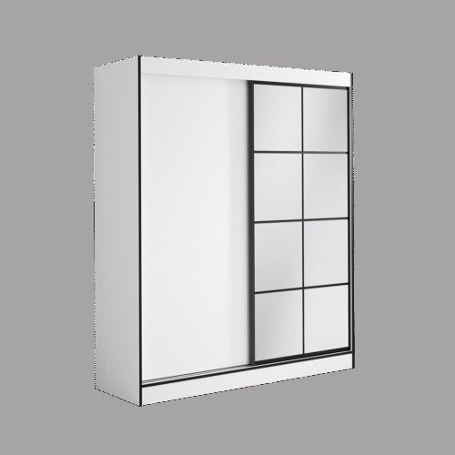 OSGAR 180 Sliding wardrobe with mirrors, white/black, ADRK
