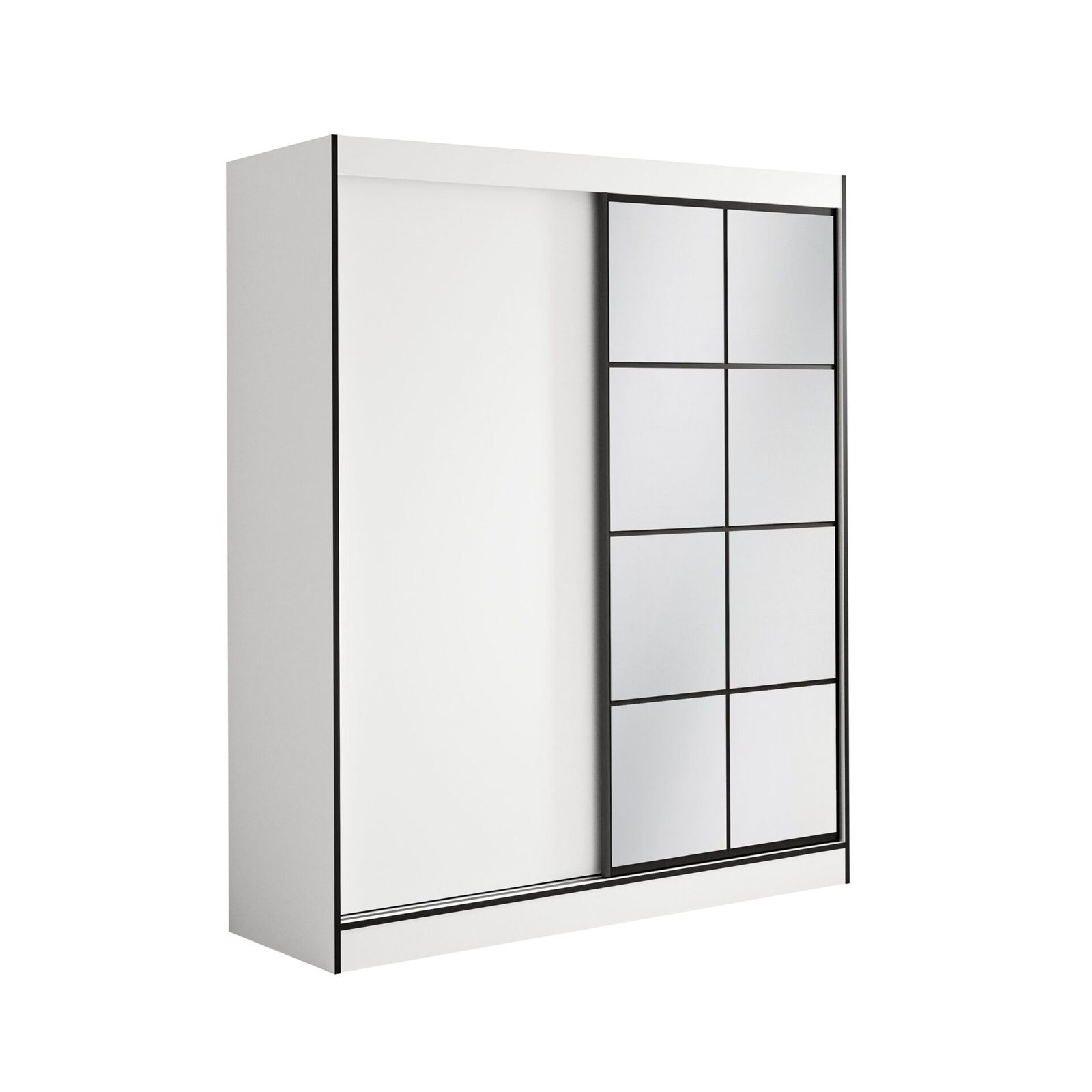 OSGAR 180 Sliding wardrobe with mirrors, white/black, ADRK