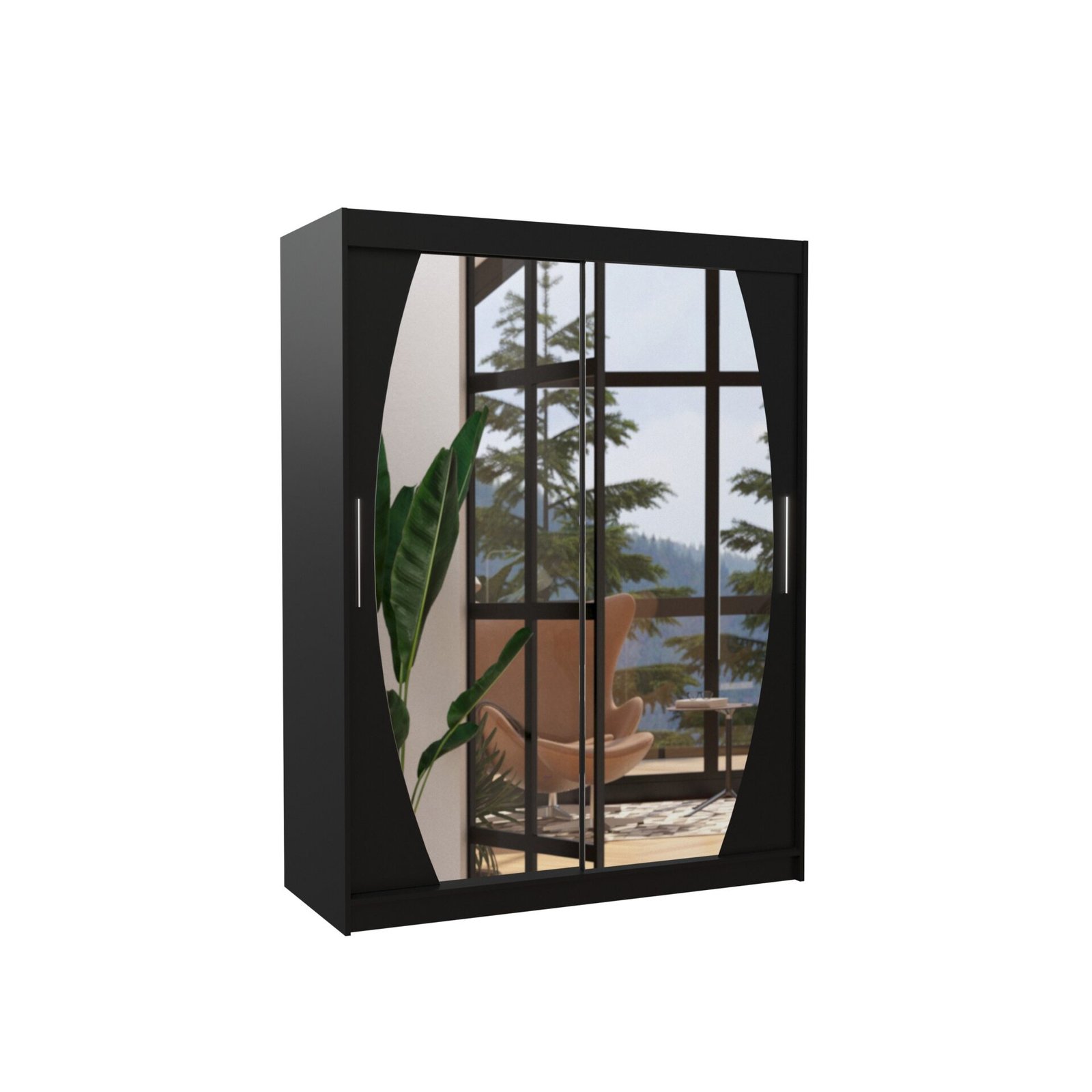 Sliding wardrobe with mirror ALEN 150 black ADRK