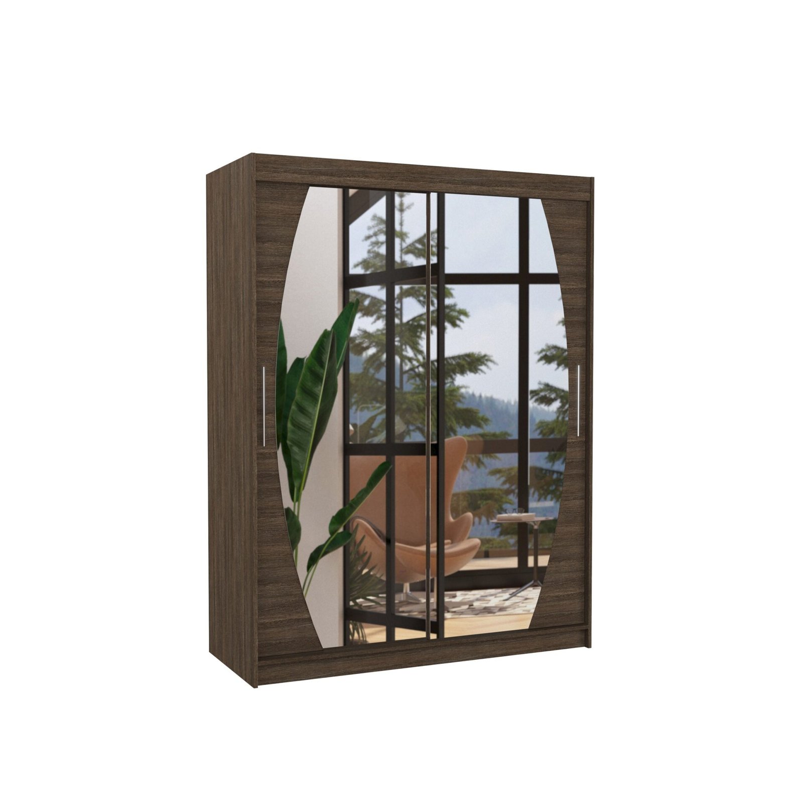 Sliding wardrobe with mirror ALEN 150 Chocolate ADRK