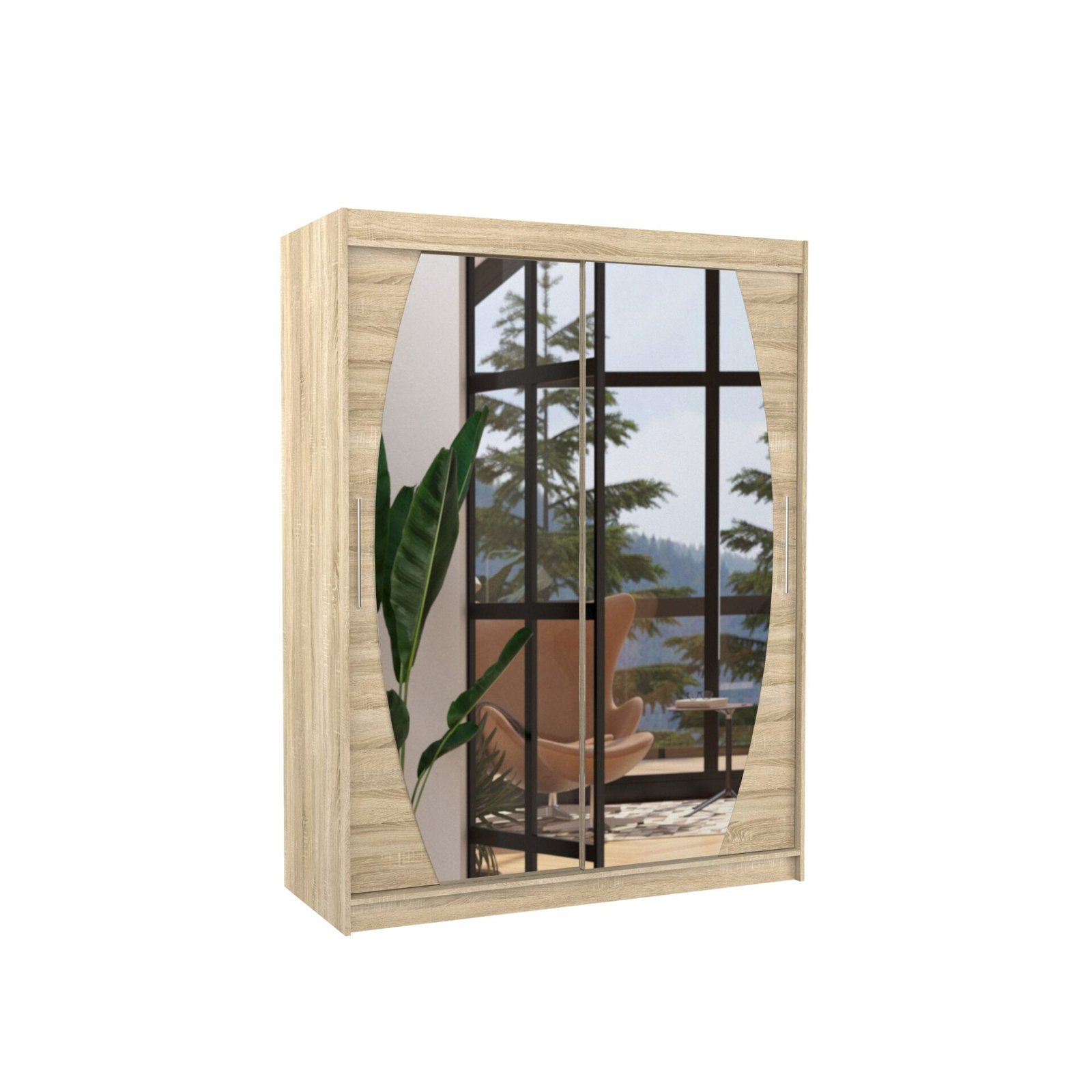 Sliding wardrobe with mirror ALEN 150 Sonoma ADRK