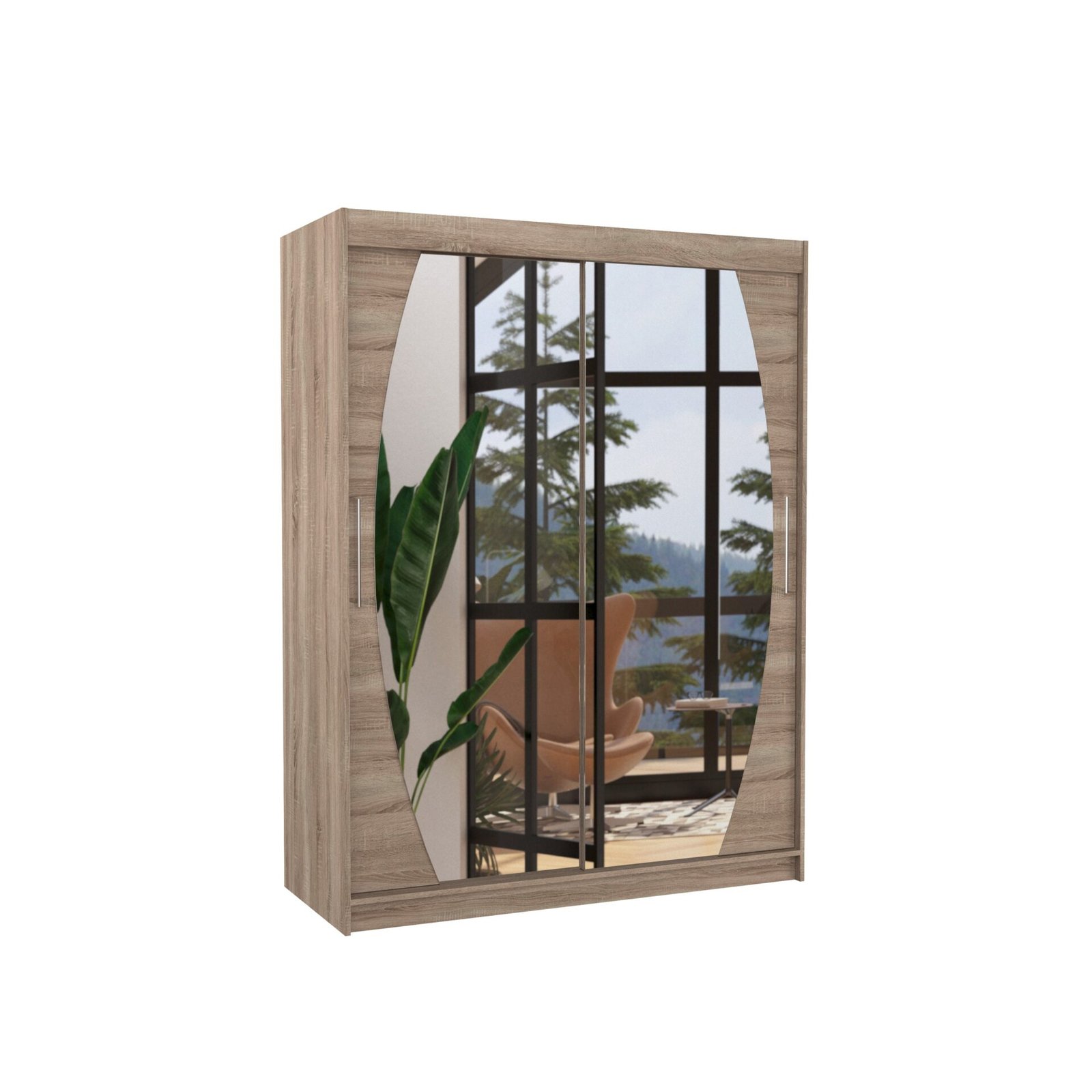 Sliding wardrobe with mirror ALEN 150 Truffle ADRK