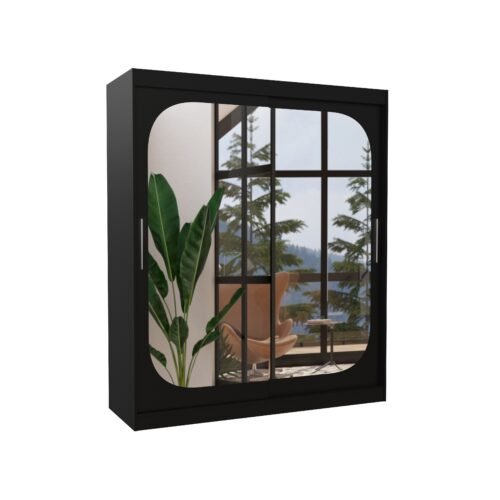 Sliding wardrobe with mirror ARIZONA 180 black ADRK