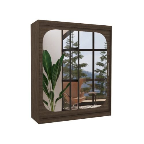 Sliding wardrobe with mirror ARIZONA 180 chocolate color ADRK