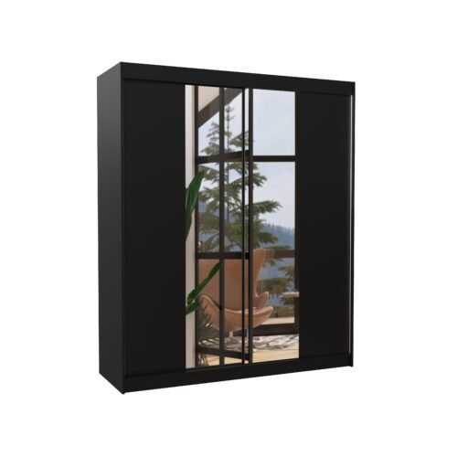 Sliding wardrobe with mirror BALANCE 180 black ADRK