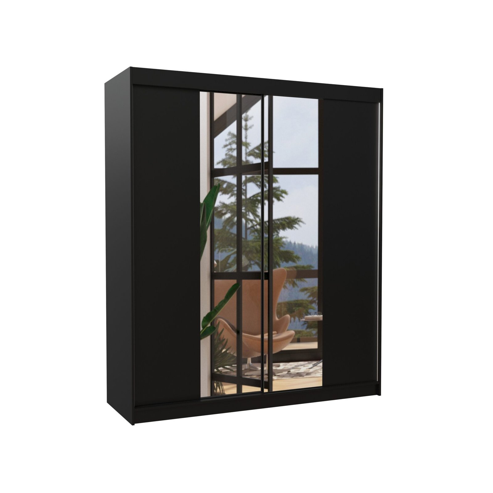 Sliding wardrobe with mirror BALANCE 180 black ADRK