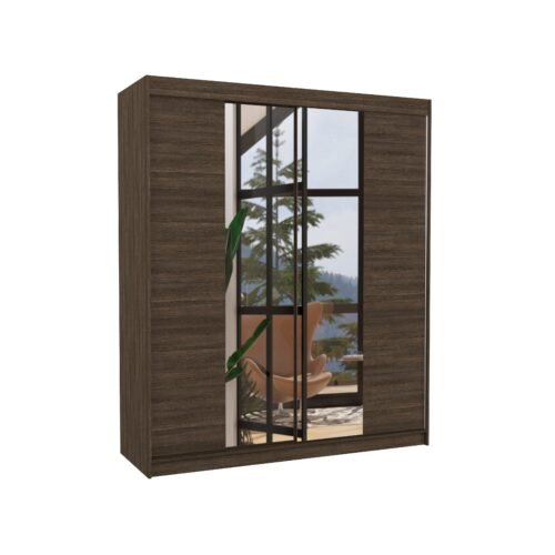 Sliding wardrobe with mirror BALANCE 180 chocolate color ADRK