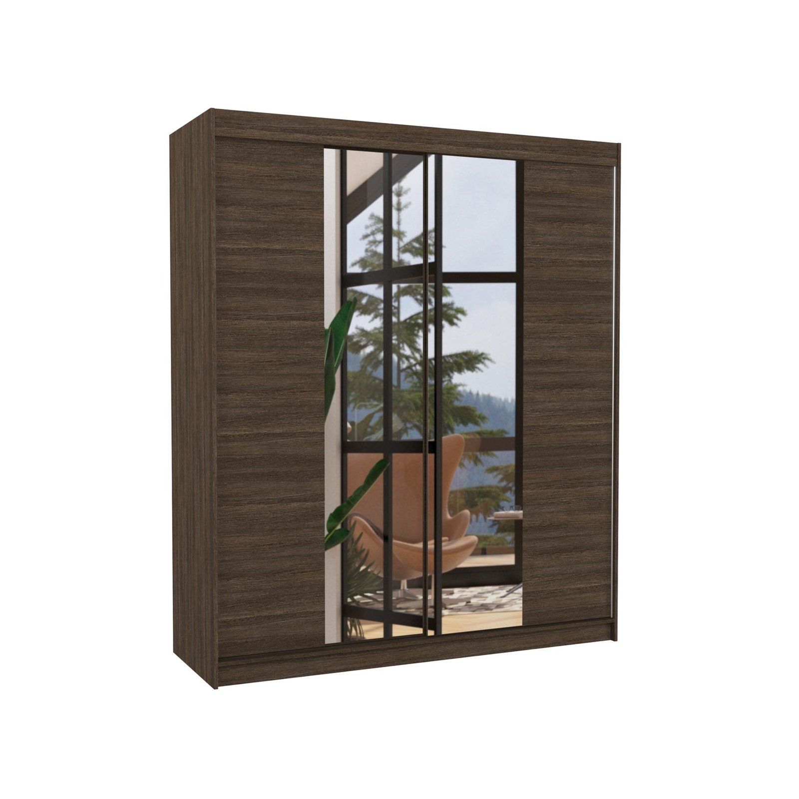 Sliding wardrobe with mirror BALANCE 180 chocolate color ADRK