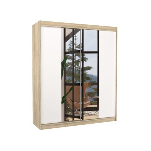 BALANCE 180 Sonoma/White ADRK sliding wardrobe with mirror
