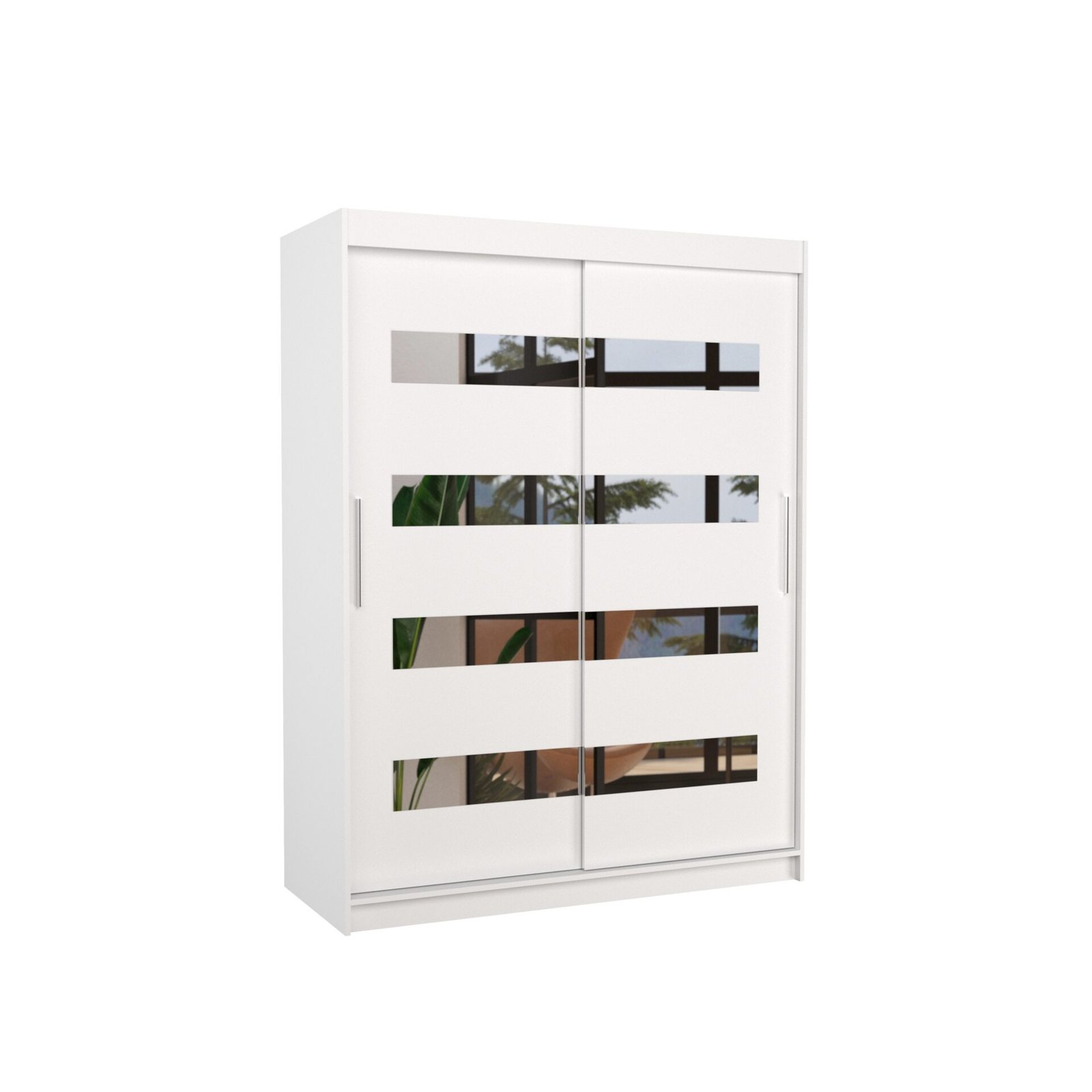 Sliding wardrobe with mirror BALTIC 150 white ADRK