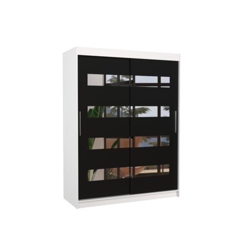 Sliding wardrobe with mirror BALTIC 150 white/black ADRK