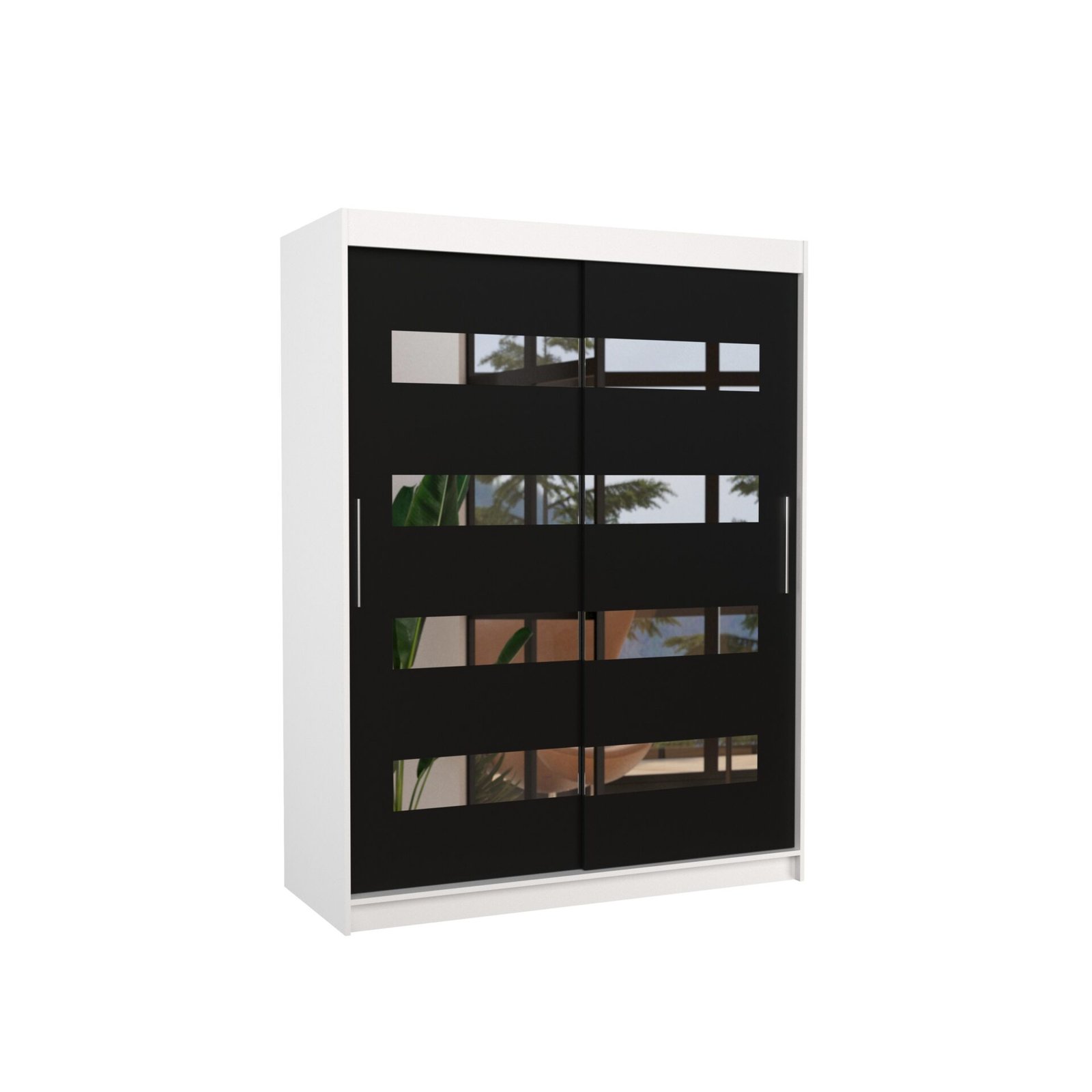 Sliding wardrobe with mirror BALTIC 150 white/black ADRK