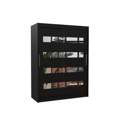 Sliding wardrobe with mirror BALTIC 150 black ADRK
