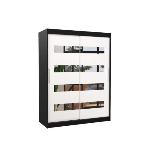 Sliding wardrobe with mirror BALTIC 150 black/white ADRK