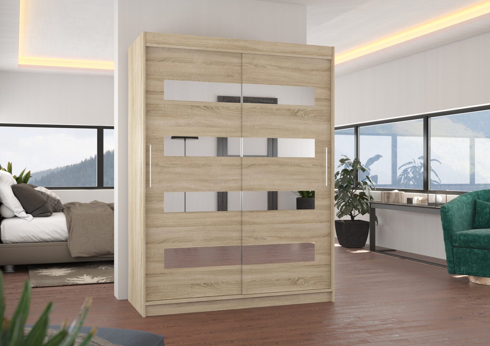 Sliding wardrobe with mirror BALTIC 150 Sonoma ADRK - Image 3