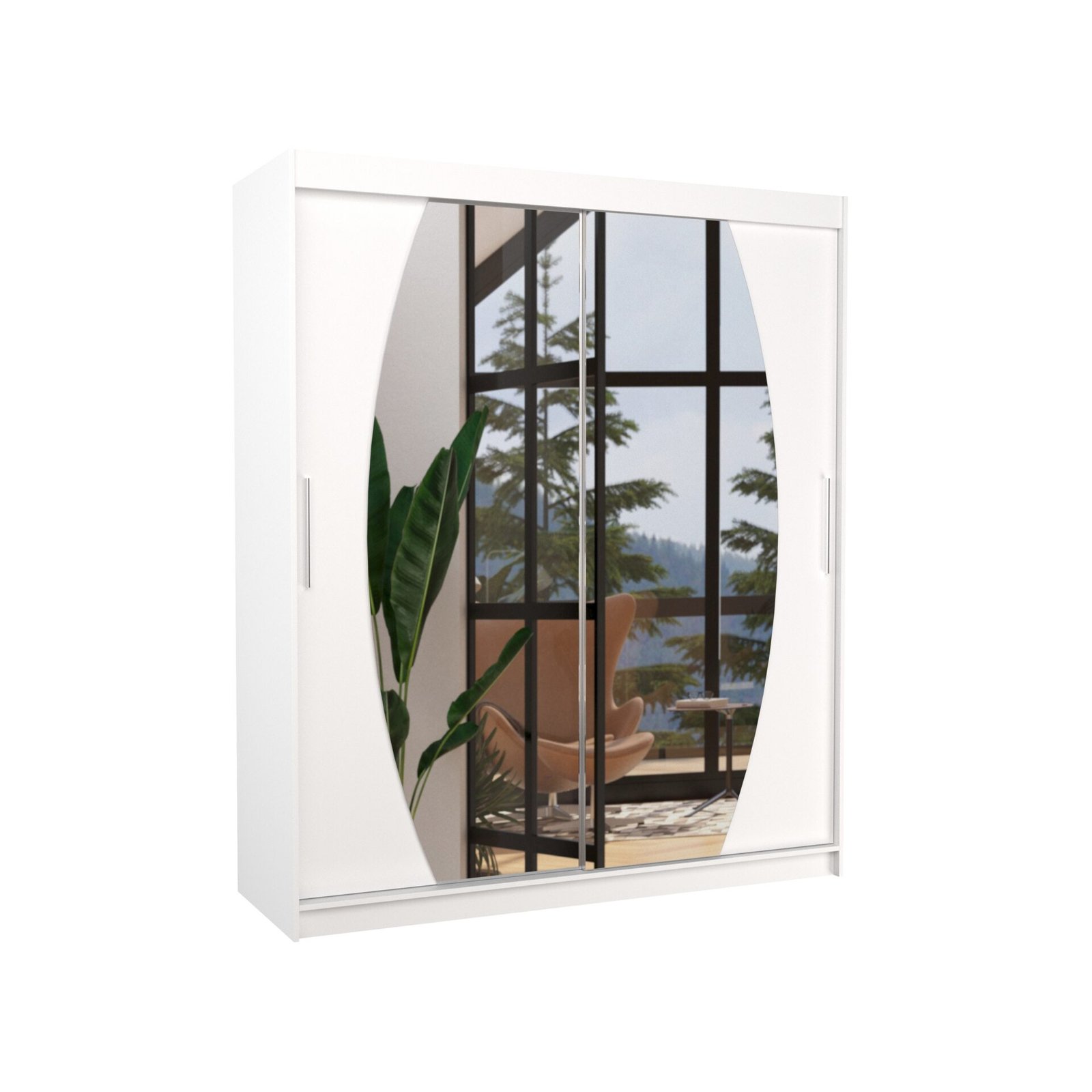 BALTIMORE 180 Sliding wardrobe with mirror, white, ADRK