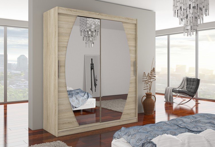 BALTIMORE 180 Sonoma ADRK sliding wardrobe with mirror - Image 2
