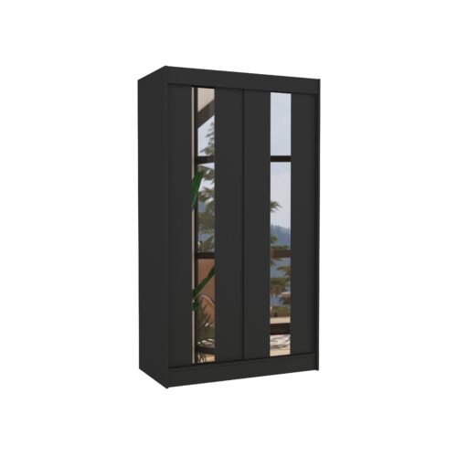 Sliding wardrobe with mirror BALTON 120 black ADRK
