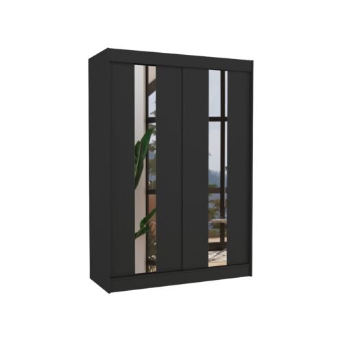 Sliding wardrobe with mirror BALTON 150 black ADRK