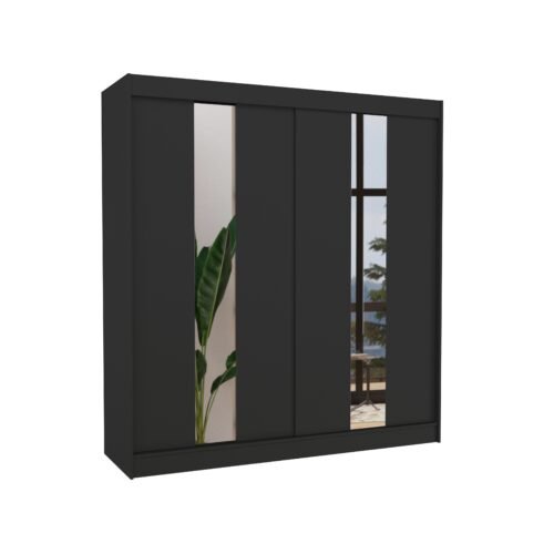Sliding wardrobe with mirror BALTON 200 black ADRK