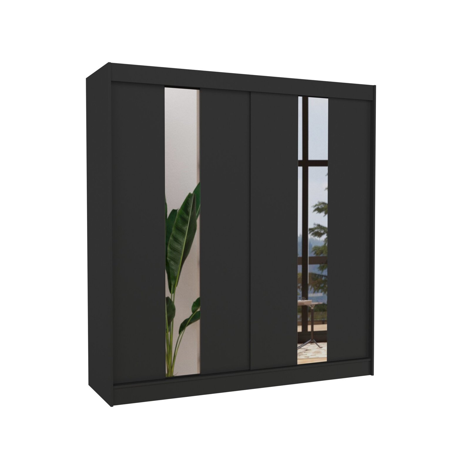 Sliding wardrobe with mirror BALTON 200 black ADRK