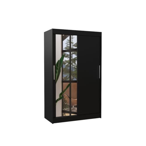 Sliding wardrobe with mirror BARIO 120 black ADRK