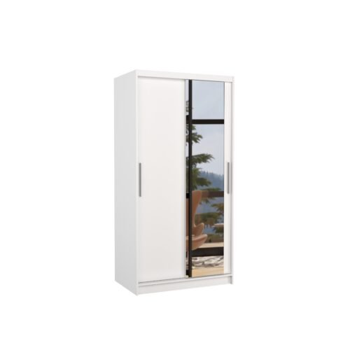 Sliding wardrobe with mirror BAROS 100 white ADRK