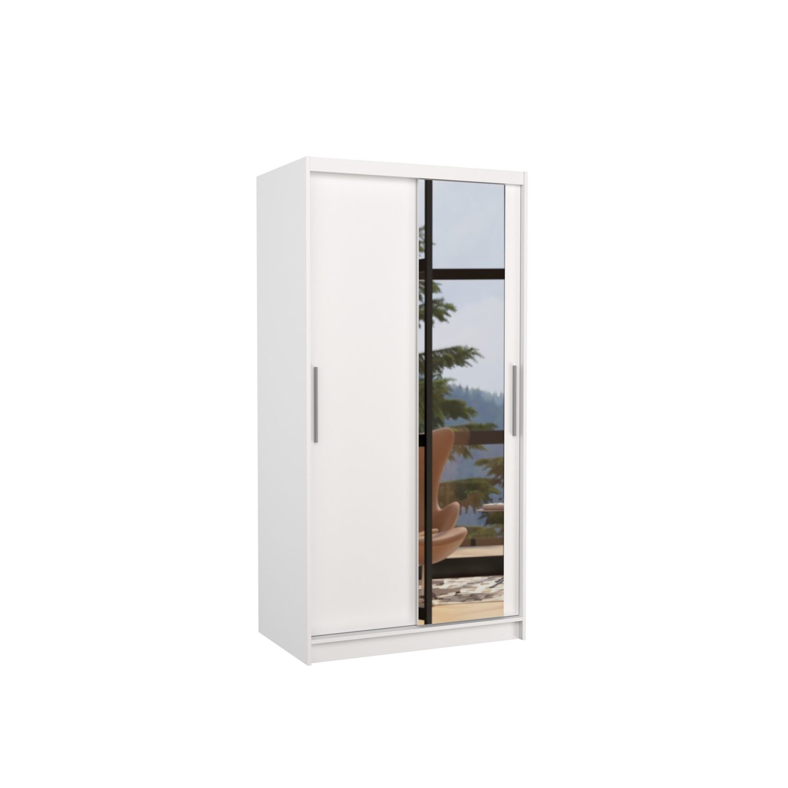 Sliding wardrobe with mirror BAROS 100 white ADRK