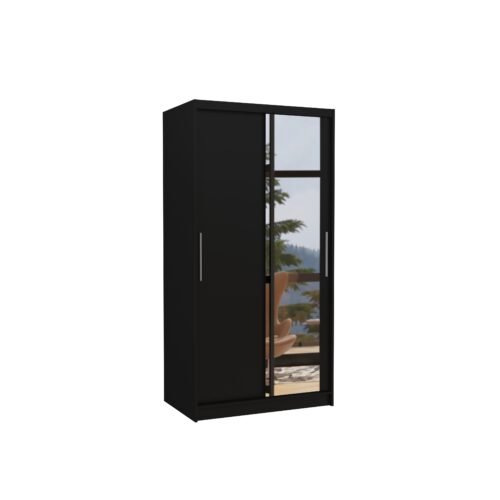 Sliding wardrobe with mirror BAROS 100 black ADRK
