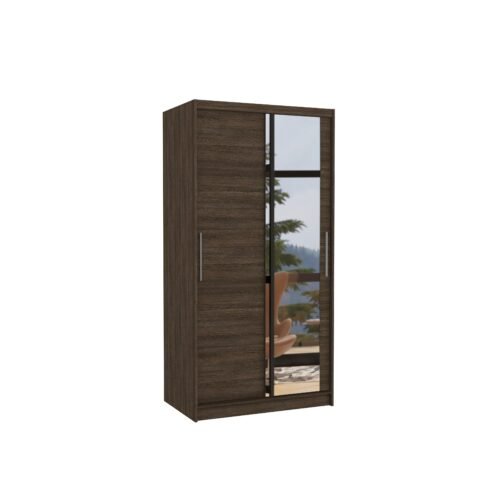 BAROS 100 Chocolate ADRK Sliding Mirror Wardrobe