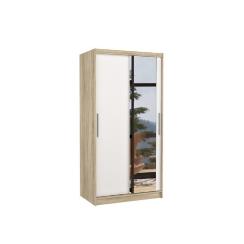 BAROS 100 Sliding mirror wardrobe Sonoma/White ADRK