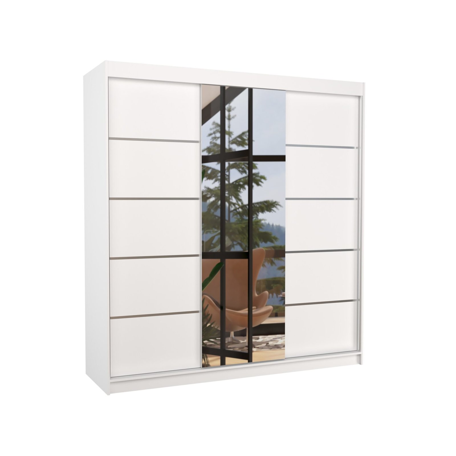 BERGEN 200 sliding wardrobe with mirror, white, ADRK