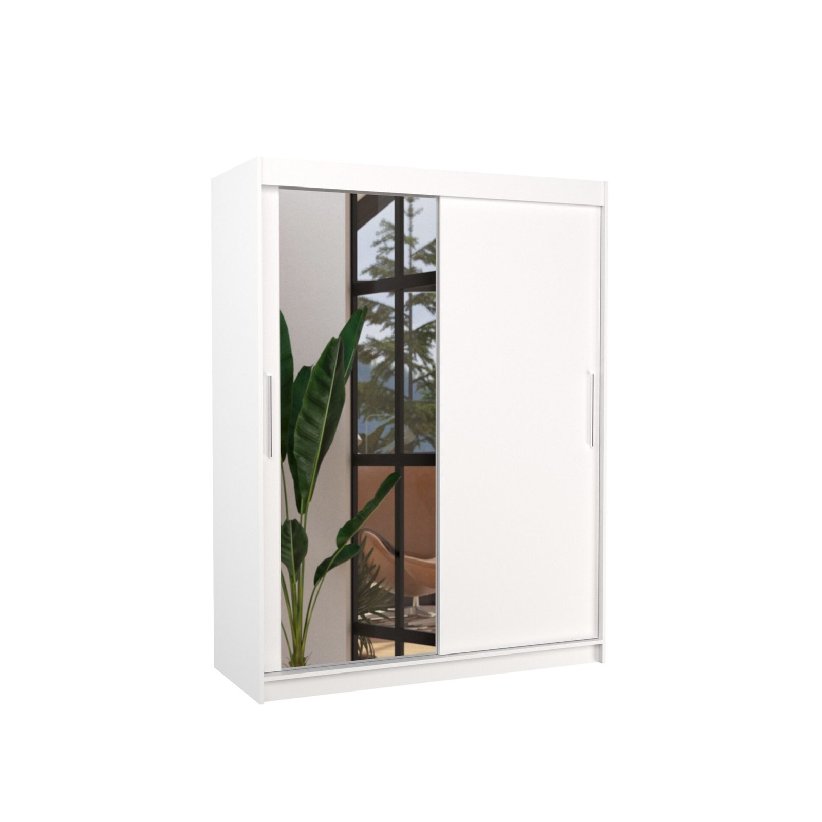 Sliding wardrobe with mirror BIANCO 150 white ADRK