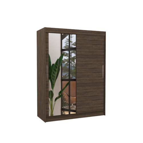 Sliding wardrobe with mirror BIANCO 150 chocolate color ADRK