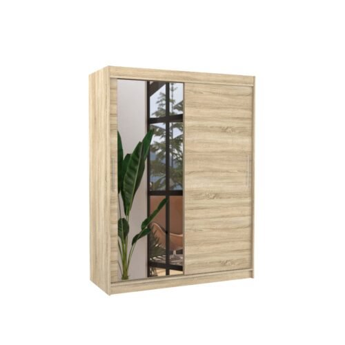 Sliding wardrobe with mirror BIANCO 150 Sonoma ADRK