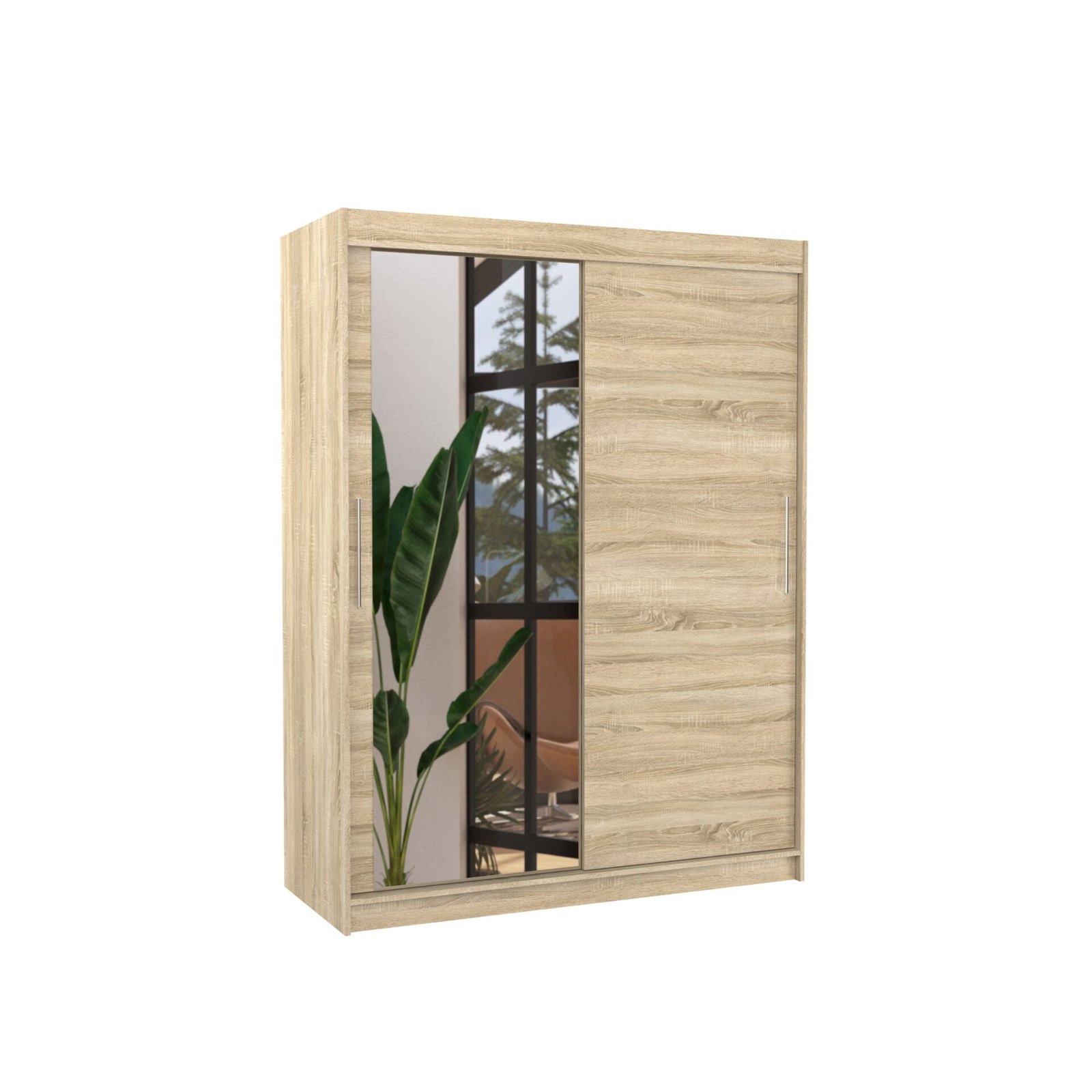 Sliding wardrobe with mirror BIANCO 150 Sonoma ADRK