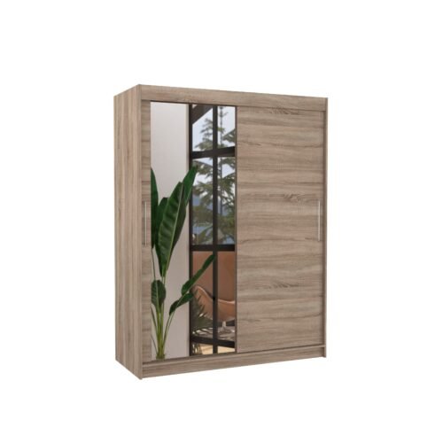 Sliding wardrobe with mirror BIANCO 150 Truffle ADRK