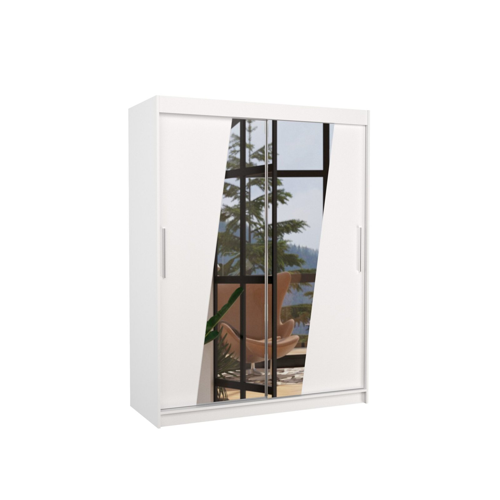 Sliding wardrobe with mirror BOLTON 150 white ADRK