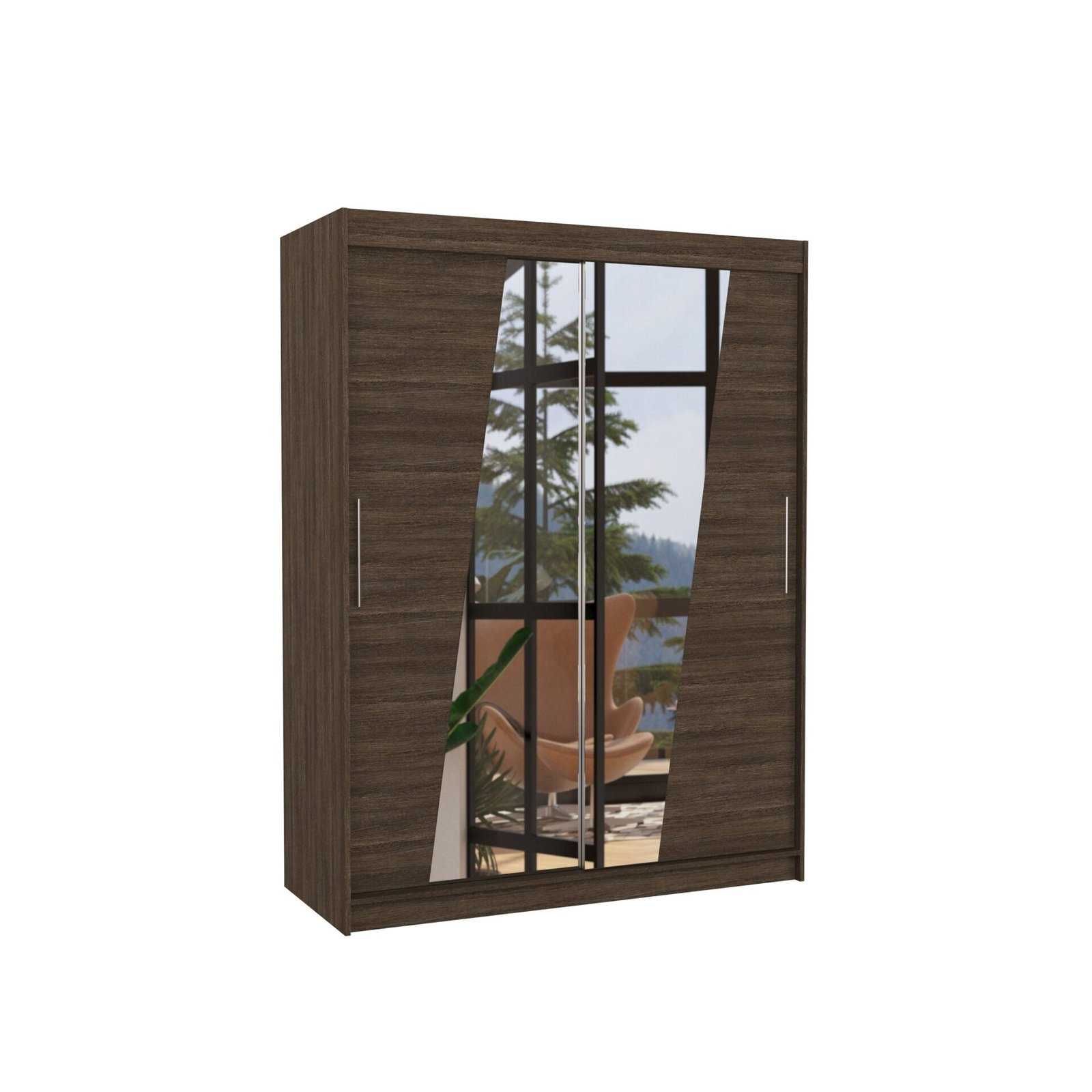 Sliding wardrobe with mirror BOLTON 150 chocolate color ADRK