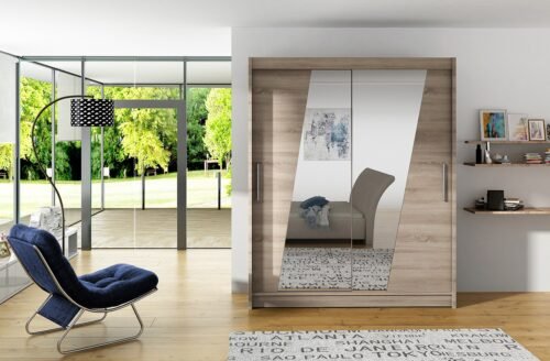 Sliding wardrobe with mirror BOLTON 150 Truffle ADRK