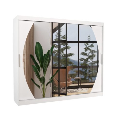 Sliding wardrobe with mirror CAMBE 250 white ADRK