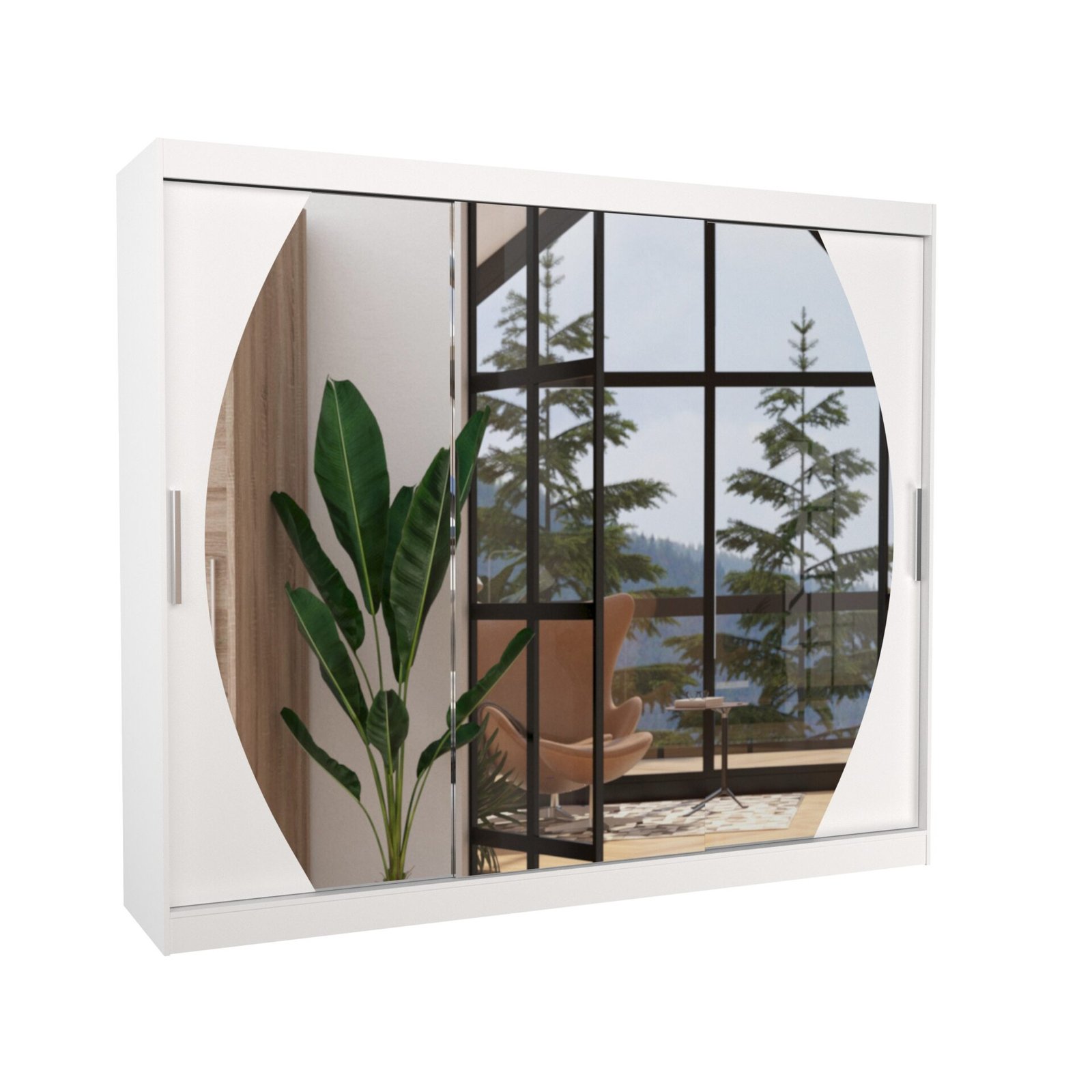 Sliding wardrobe with mirror CAMBE 250 white ADRK
