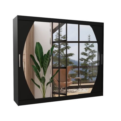 Sliding wardrobe with mirror CAMBE 250 black ADRK