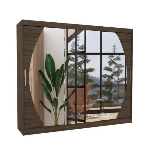 Sliding wardrobe with mirror CAMBE 250 chocolate color ADRK