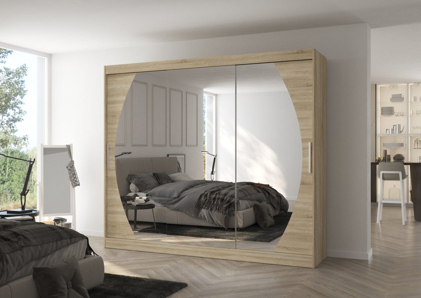 Sliding wardrobe with mirror CAMBE 250 Sonoma ADRK - Image 2