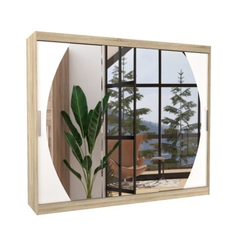 Sliding wardrobe with mirror CAMBE 250 Sonoma/White ADRK