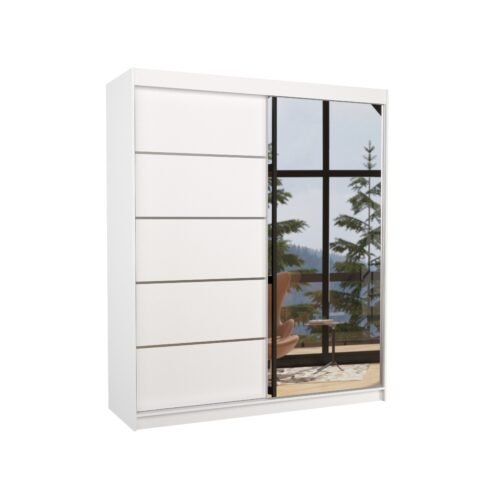 Sliding wardrobe with mirror CARO 180 white ADRK