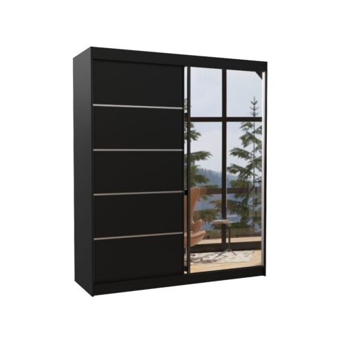 Sliding wardrobe with mirror CARO 180 black ADRK